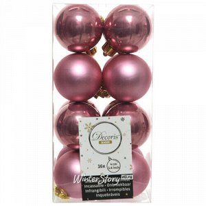 Набор пластиковых шаров Розовый Бархат 4 см, 16 шт, mix (Kaemingk)