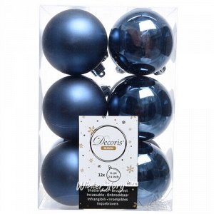 Набор пластиковых шаров Синий Бархат 6 см, 12 шт, mix (Kaemingk)