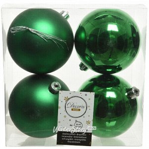 Набор пластиковых шаров Рождественский Зеленый 10 см, 4 шт, mix (Kaemingk)