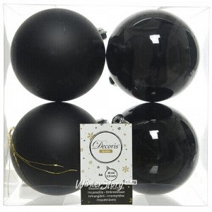 Набор пластиковых шаров Черный 10 см, 4 шт, mix (Kaemingk)