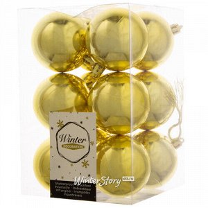 Набор пластиковых глянцевых шаров 6 см насыщенно-золотой, 12 шт, Winter Decoration (Winter Decoration)