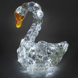 Лебедь светящийся "Кристальный", 30 см, 32 холодных белых LED ламп, IP20 (Edelman)