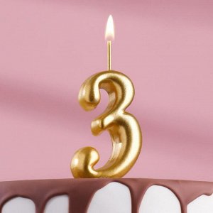Свеча для торта цифра "Золотая" цифра "3"