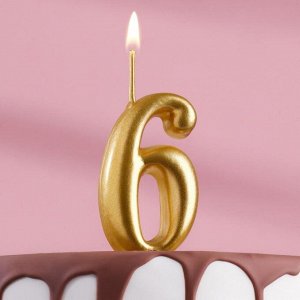 Свеча для торта цифра "Золотая" цифра "6"