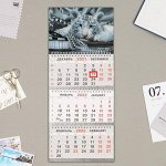 Календарь квартальный, трио-мини &quot;Символ года-1&quot; тиснение фольгой, 20х47 см, 2022 год