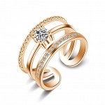 Безразмерное кольцо с позолотой, Crystal Shik