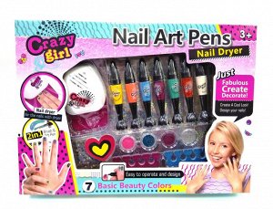 Набор маникюр 7цветов Nail Art Pens 2в1 с сушилкой