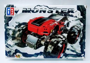 Конструктор - машина " Monster " 2в1 красная, 121 деталь