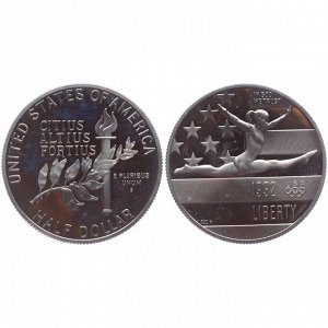 США 50 Центов 1992 S год Proof KM# 233 XXV летние Олимпийские игры в Барселоне 1/2 Доллара Халф