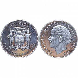 Ямайка 5 Долларов 1979 год Серебро Proof KM# 62a Первый премьер - министр 1974-1979 год - Норман Мэнли