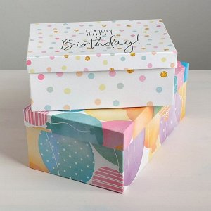 Набор подарочных коробок 10 в 1 Happy Birthday, 12 х 7 х 4 - 32,5 х 20 х 12,5 см