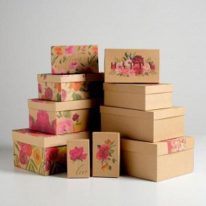 Набор подарочных крафтовых коробок 10 в 1 «Весеннее настроение», 32,5 х 20 х 12,5 - 12 х 7 х 4 см