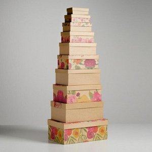 Набор подарочных крафтовых коробок 10 в 1 «Весеннее настроение», 32,5 х 20 х 12,5 - 12 х 7 х 4 см