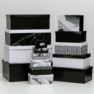 Набор коробок подарочных 15 в 1 «Чёрно-белый», 12 х 7 х 4 см - 46,6 х 35,2 х 17.5 см