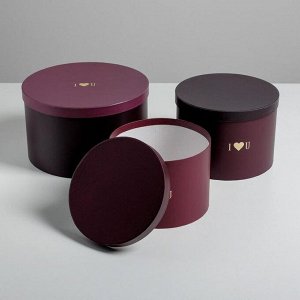 Набор шляпных коробок для цветов 3 в 1 «Бордо», 18 ? 13 см - 25 ? 15 см
