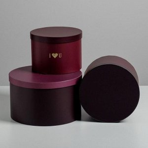 Набор шляпных коробок для цветов 3 в 1 «Бордо», 18 ? 13 см - 25 ? 15 см