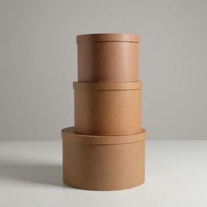 Набор шляпных коробок для цветов 3 в 1, упаковка подарочная, «Крафт», 18 х 13 см - 25 х 15 см
