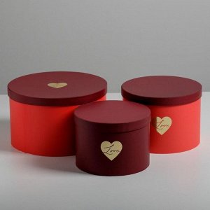 Набор шляпных коробок для цветов 3 в 1 «Красный», 18 ? 13 см - 25 ? 15 см