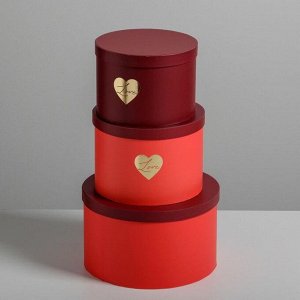 Набор шляпных коробок для цветов 3 в 1 «Красный», 18 ? 13 см - 25 ? 15 см