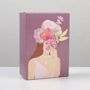 Коробка складная «Девушка с цветами»,  21 ? 15 ? 7 см
