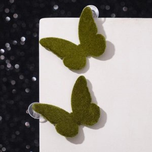 Серьги ассорти "Мягкость" бабочки, цвет зелёный