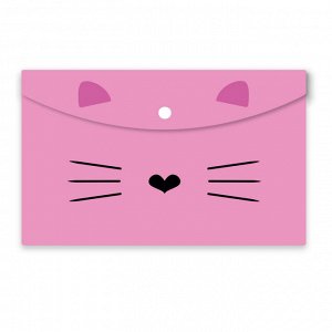 Папка-конверт на кнопке А4 №1School Kitty 2 шт/уп (1 роз., 1 черн)