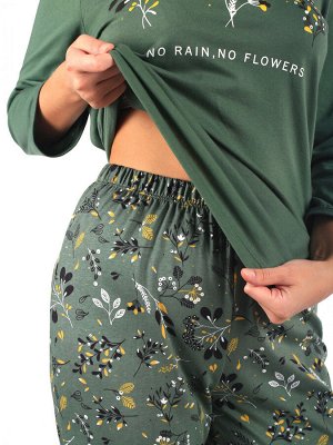 Костюм женский кулирка с брюками "Фиби" зелень