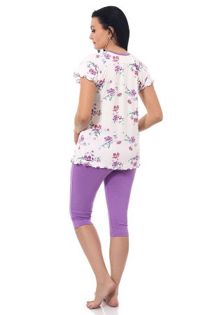 Пижама женская вискоза с бриджами "Кристи" лила
