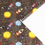 Бумага упаковочная металлизированная &quot;Космос&quot;,0,685 х 1 м, 1 лист