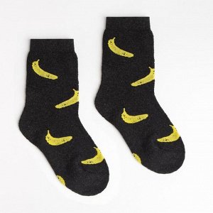 Носки женские махровые «Бананы», цвет серый, размер 23-25