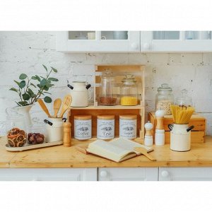 Банки жестяные для хранения сыпучих продуктов Sugar Coffee Tea, 1,2 л, 10,5*14 см, 3 шт, цвет серый