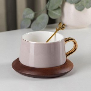 Чайная пара с ложкой «Улун», чашка 280 мл, блюдце d=13 см, цвет розовый