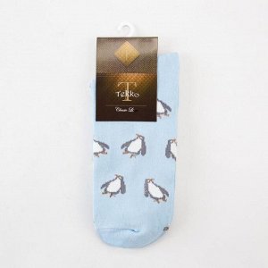 Носки мужские В243 "Пингвины" цвет голубой, р-р 27