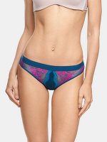 LUI et ELLE EC0354 bleu-vert Женские трусы слипы из меланжевого полотна и двухцветного кружева