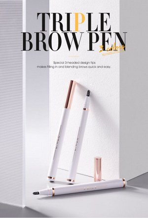 Маркер для бровей O.TWO.O Triple Brow Pen Medium Brown №2 2 ml