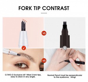 Маркер для бровей O.TWO.O Triple Brow Pen Medium Brown №2 2 ml
