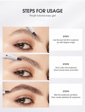 Маркер для бровей O.TWO.O Triple Brow Pen Medium Brown №2 2 ml
