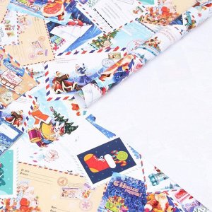 Бумага упаковочная глянцевая "Новогоняя почта", 70 х 100 см