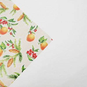 Бумага упаковочная глянцевая «Мандарины с ягодами», 70 х 100 см