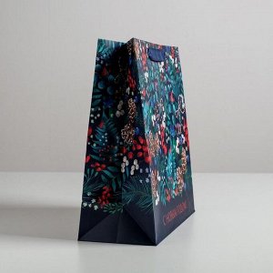 Пакет ламинированный квадратный «Новогодняя ботаника», 30 ? 30 ? 12 см