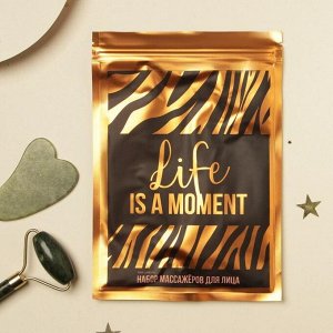 Набор с массажёром для лица в пакете "Life is a moment", 14 х 20 см