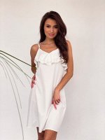 4213 Платье на тонких бретелях белое