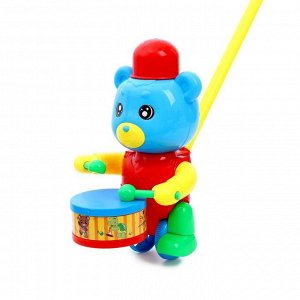 Каталка на палочке «Медведь-барабанщик», цвета МИКС