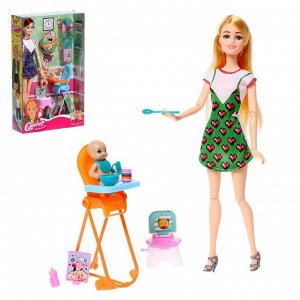 Кукла модель шарнирная «Анна» с малышом и аксессуарами, МИКС