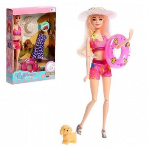 Кукла-модель шарнирная «Милена на отдыхе» с питомцем и аксессуарами, МИКС