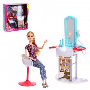 Кукла-модель шарнирная «Стилист Синтия» с мебелью и аксессуарами, МИКС
