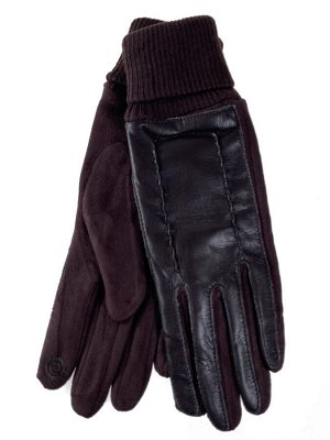 Кожаные женские перчатки на флисе, цвет коричневый