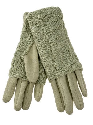 Женские текстильные перчатки с шерстяными митенками, цвет оливковый