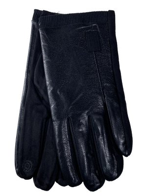 Кожаные мужские перчатки на флисе, цвет черный