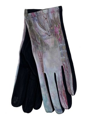 Женские перчатки из велюра с принтом, мультцвет